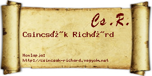 Csincsák Richárd névjegykártya